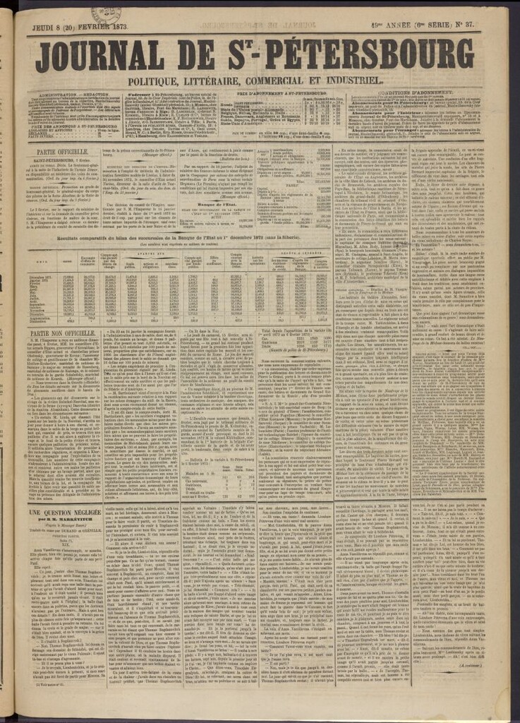 Miniatura de Journal de St-Pétersbourg del 8 de febrero de 1873, nº 37