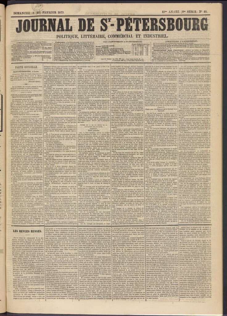 Miniatura de Journal de St-Pétersbourg del 11 de febrero de 1873, nº 40