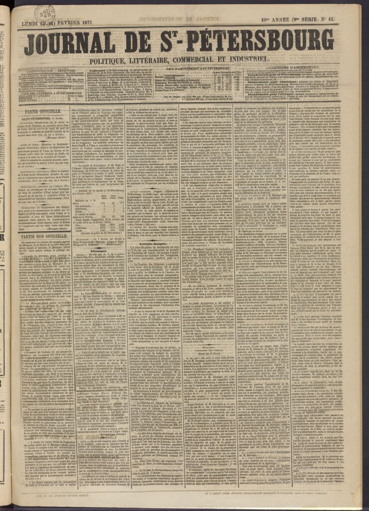 Miniatura de Journal de St-Pétersbourg del 12 de febrero de 1873, nº 41