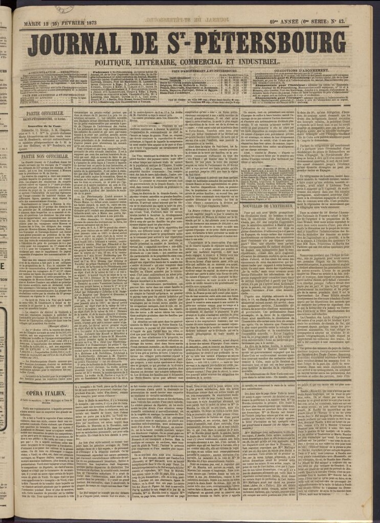 Miniatura de Journal de St-Pétersbourg del 13 de febrero de 1873, nº 42