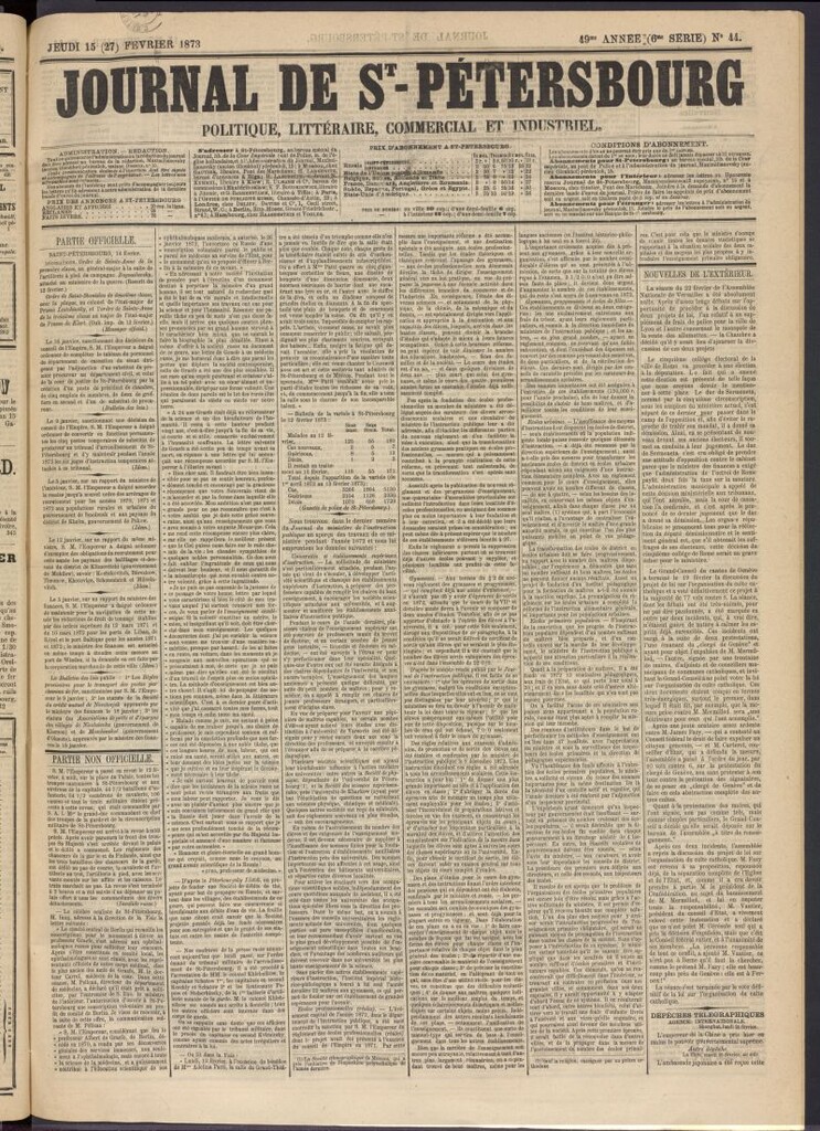 Miniatura de Journal de St-Pétersbourg del 15 de febrero de 1873, nº 44