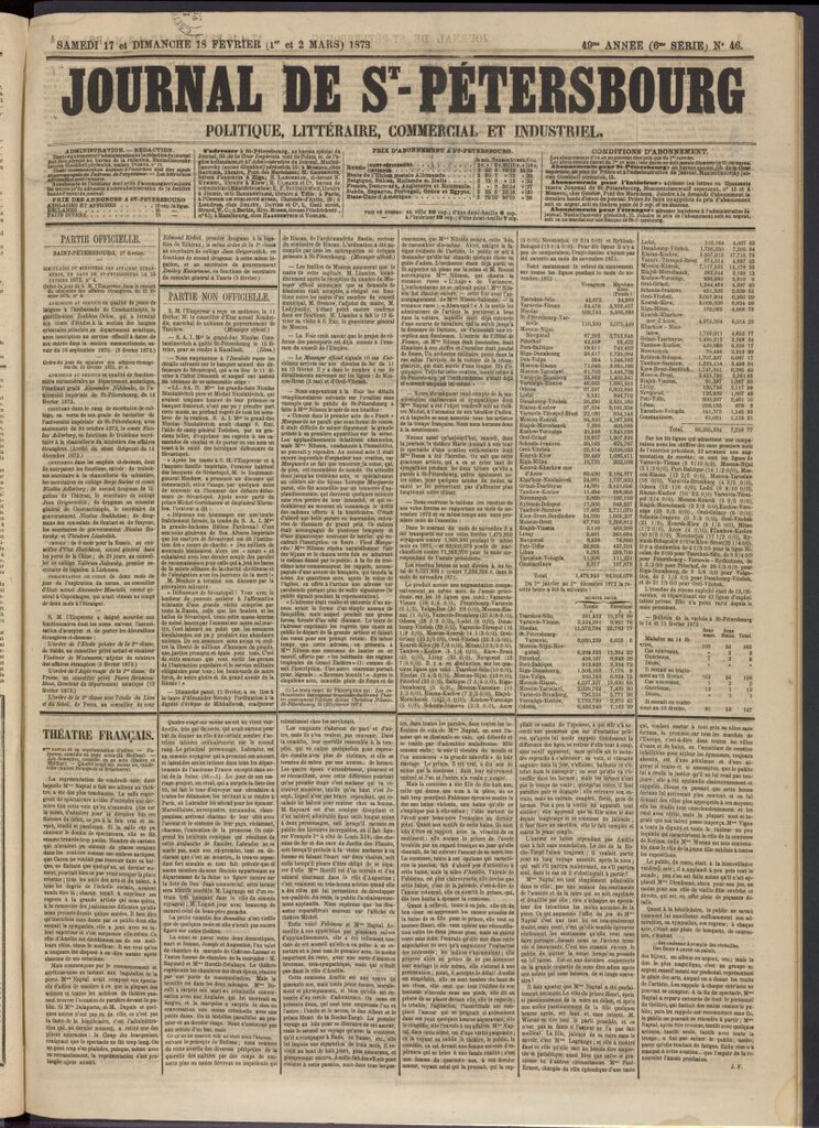 Miniatura de Journal de St-Pétersbourg del 16 de febrero de 1873, nº 45