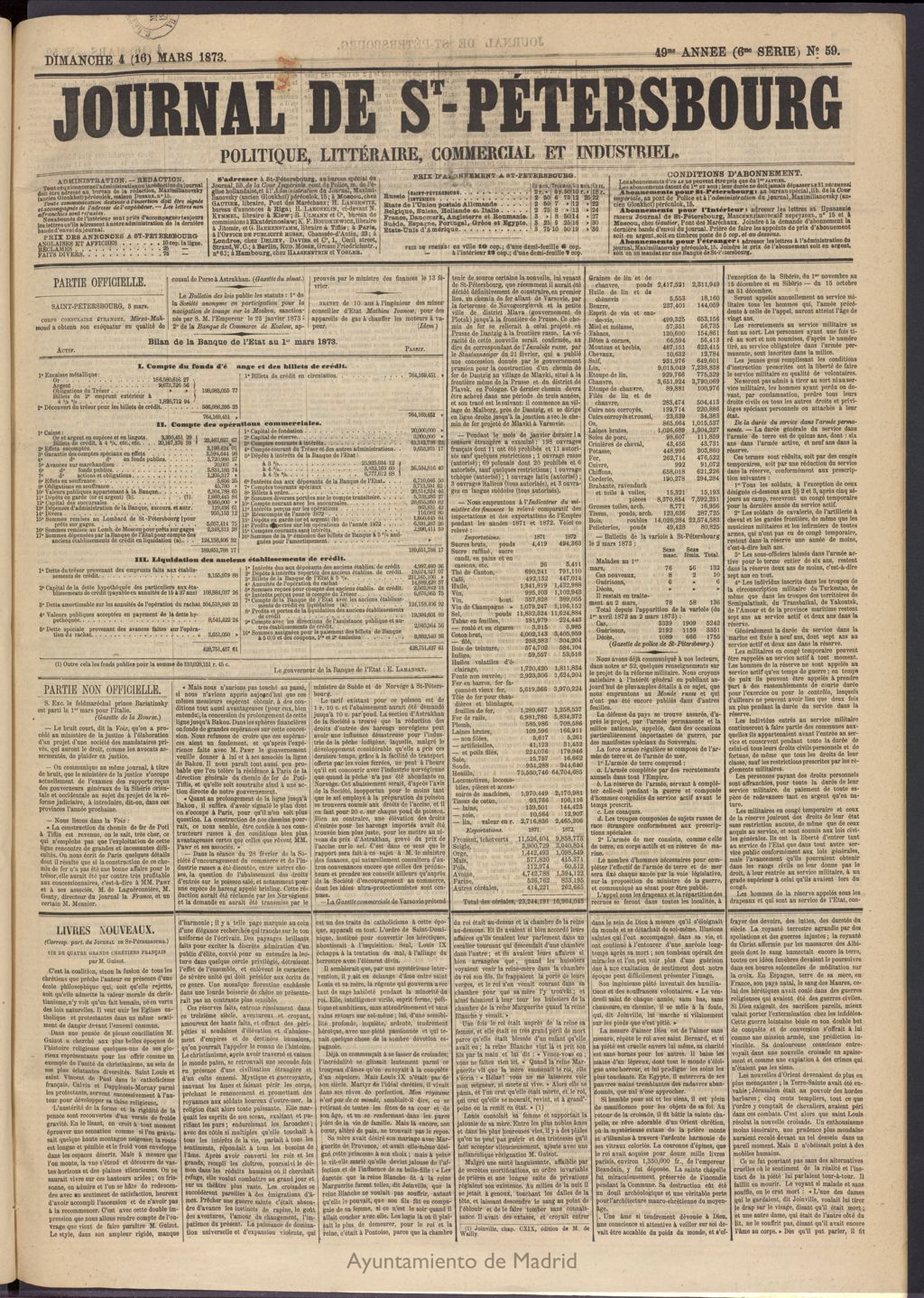 Miniatura de Journal de St-Pétersbourg del 4 de marzo de 1873, nº 59