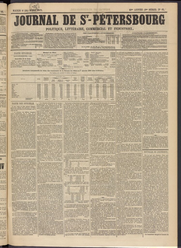 Miniatura de Journal de St-Pétersbourg del 6 de marzo de 1873, nº 61