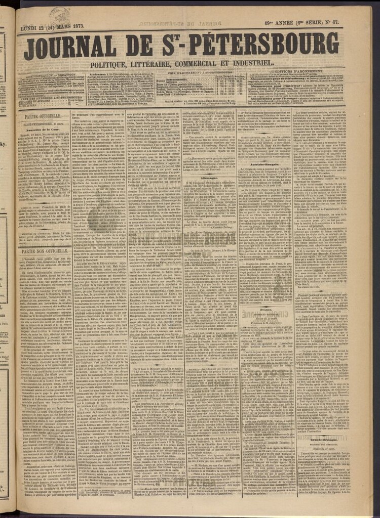 Miniatura de Journal de St-Pétersbourg del 12 de marzo de 1873, nº 67