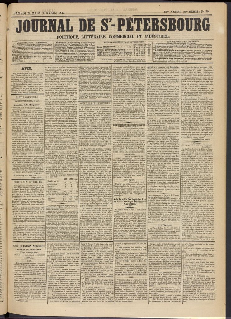 Miniatura de Journal de St-Pétersbourg del 24 de marzo de 1873, nº 79