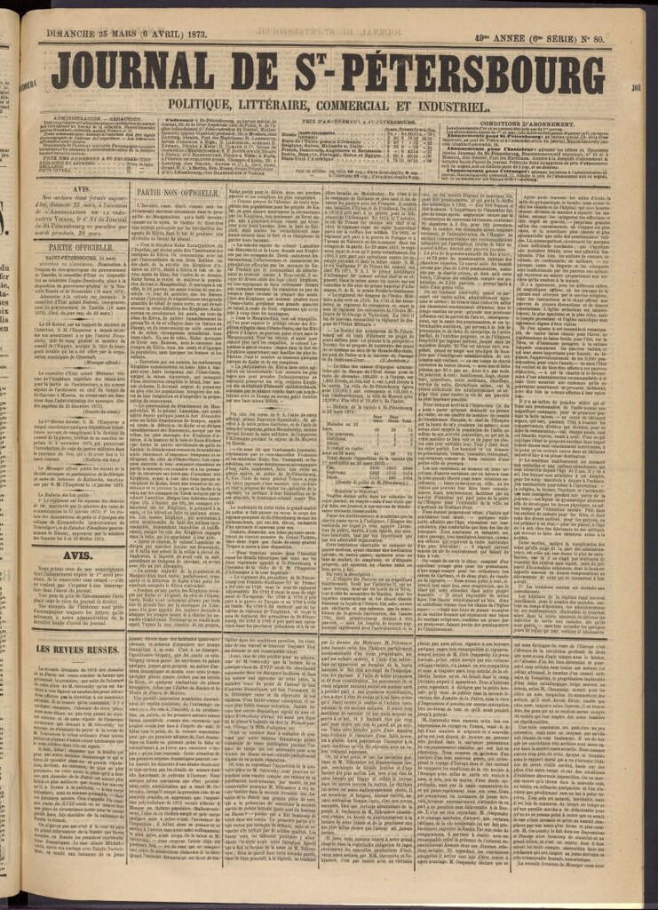 Miniatura de Journal de St-Pétersbourg del 25 de marzo de 1873, nº 80