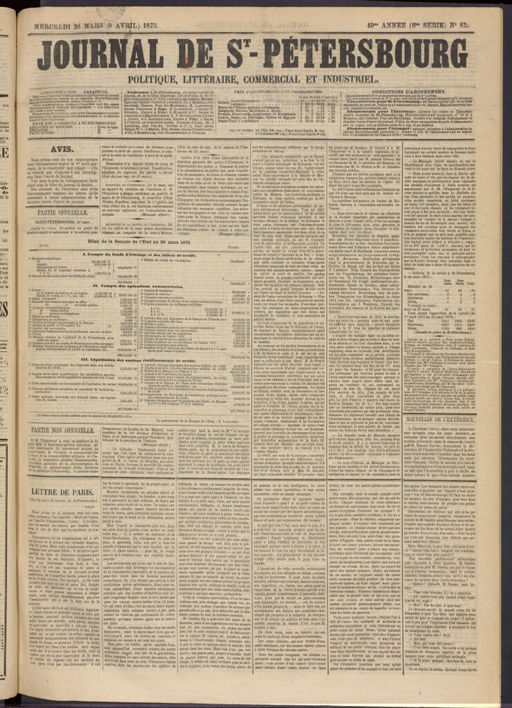 Miniatura de Journal de St-Pétersbourg del 28 de marzo de 1873, nº 82