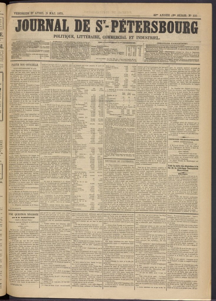 Miniatura de Journal de St-Pétersbourg del 27 de abril de 1873, nº 110