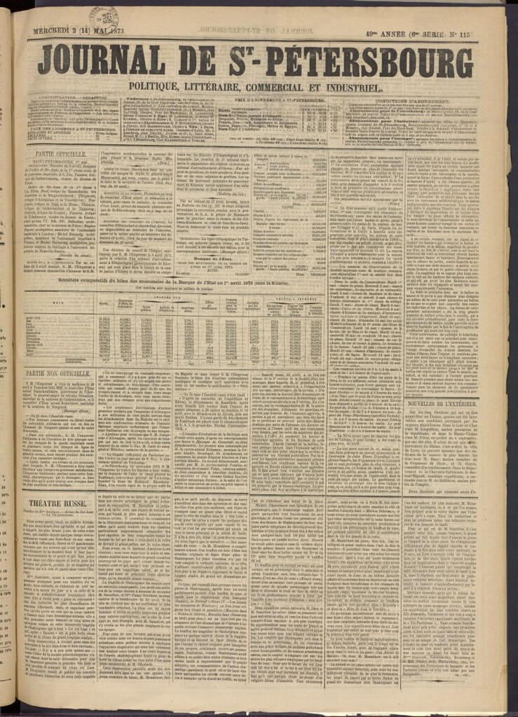 Miniatura de Journal de St-Pétersbourg del 2 de mayo de 1873, nº 115