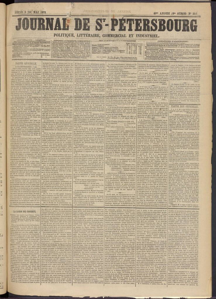 Miniatura de Journal de St-Pétersbourg del 3 de mayo de 1873, nº 116