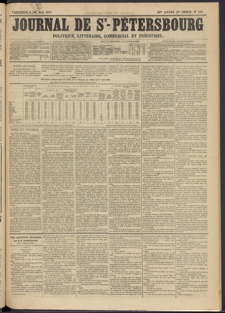 Miniatura de Journal de St-Pétersbourg del 4 de mayo de 1873, nº 117