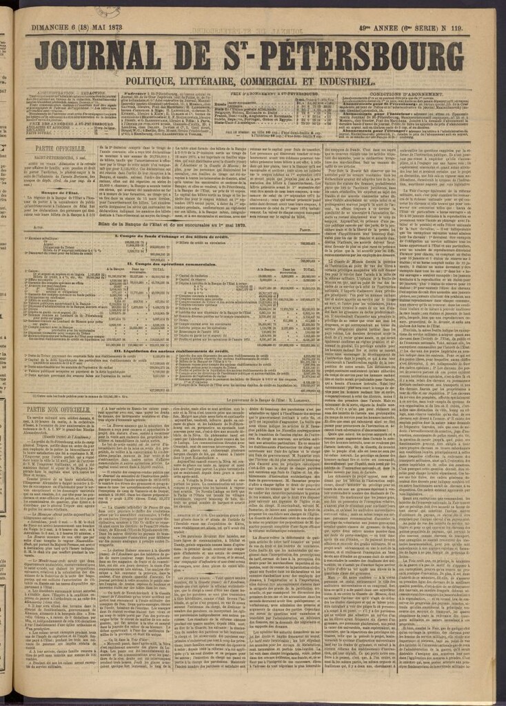 Miniatura de Journal de St-Pétersbourg del 6 de mayo de 1873, nº 119