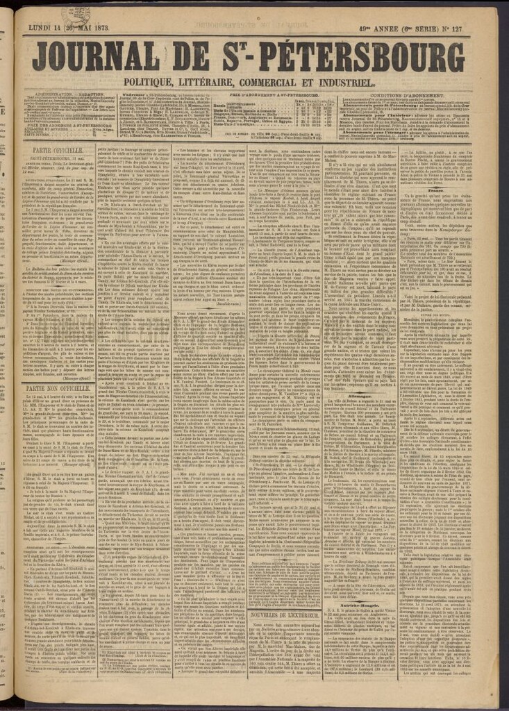 Miniatura de Journal de St-Pétersbourg del 14 de mayo de 1873, nº 127