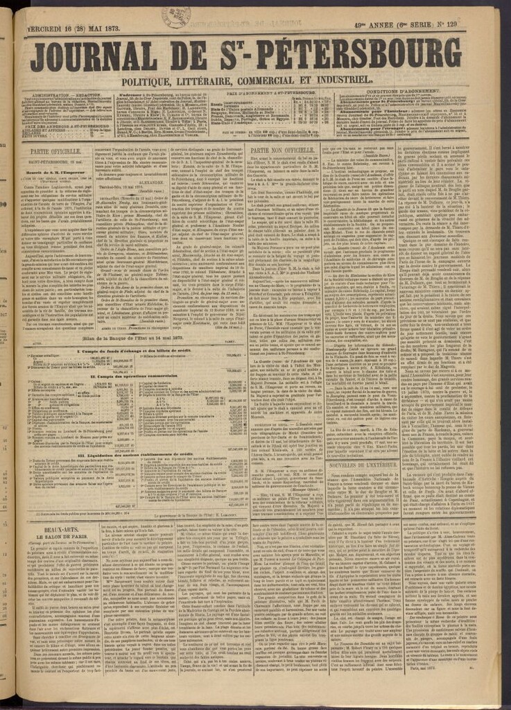 Miniatura de Journal de St-Pétersbourg del 16 de mayo de 1873, nº 129