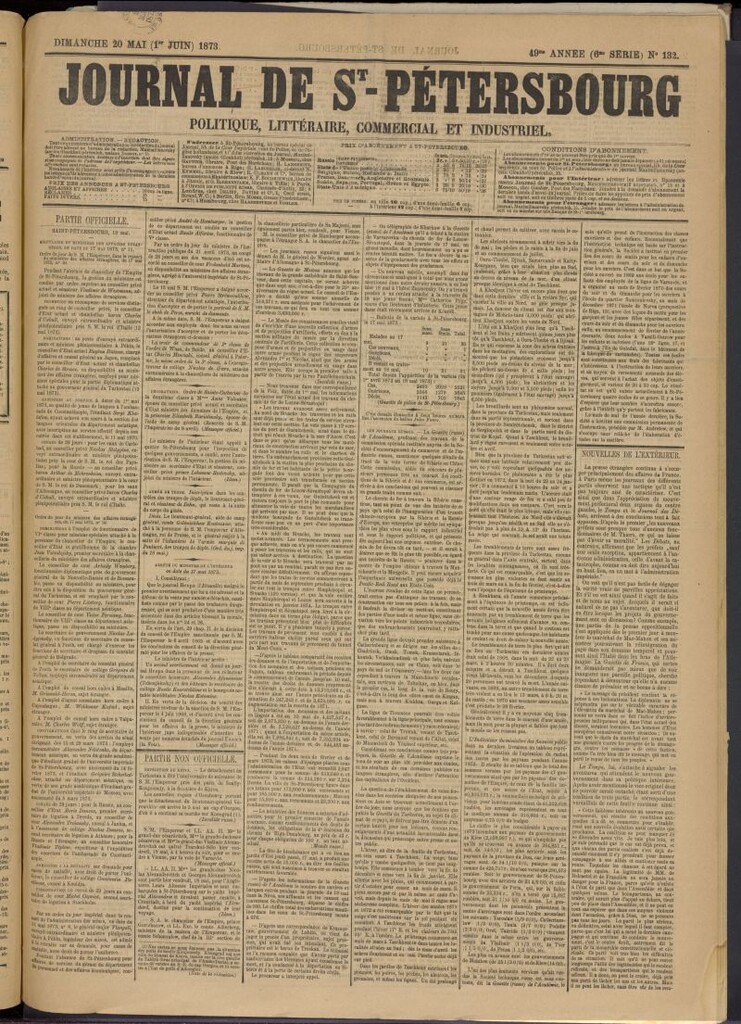Miniatura de Journal de St-Pétersbourg del 20 de mayo de 1873, nº 132