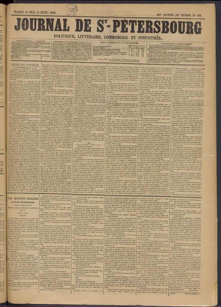 Miniatura de Journal de St-Pétersbourg del 22 de mayo de 1873, nº 134