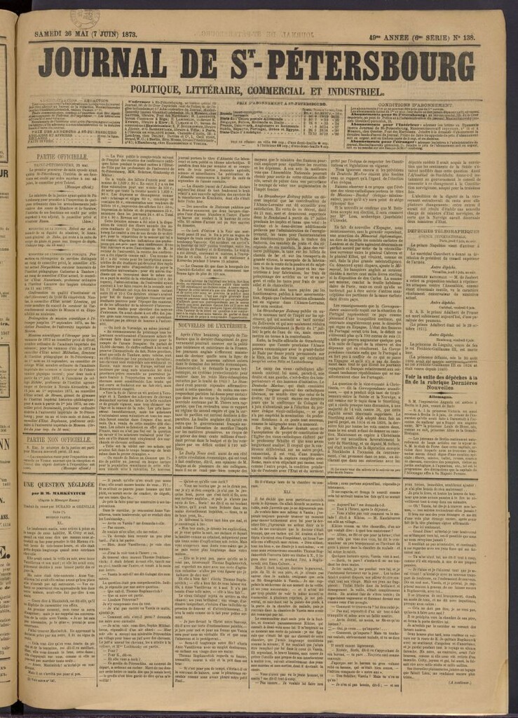 Miniatura de Journal de St-Pétersbourg del 26 de mayo de 1873, nº 138