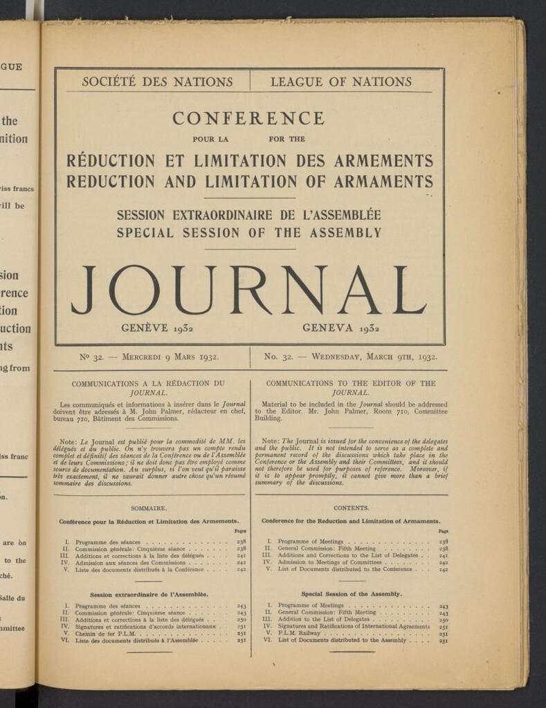 Miniatura de Societe des Nations Journal del 9 de marzo de 1932, nº 32