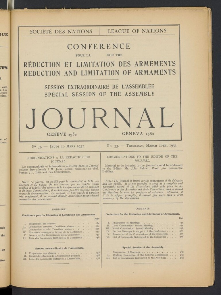 Miniatura de Societe des Nations Journal del 10 de marzo de 1932, nº 33