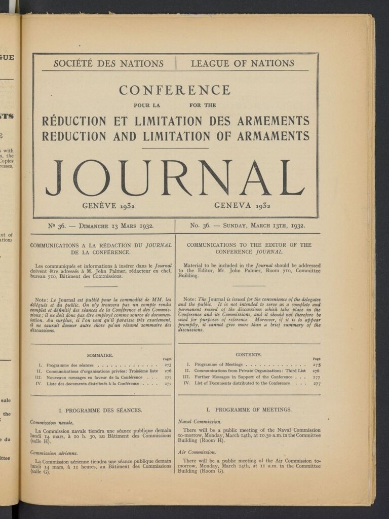 Miniatura de Societe des Nations Journal del 13 de marzo de 1932, nº 36