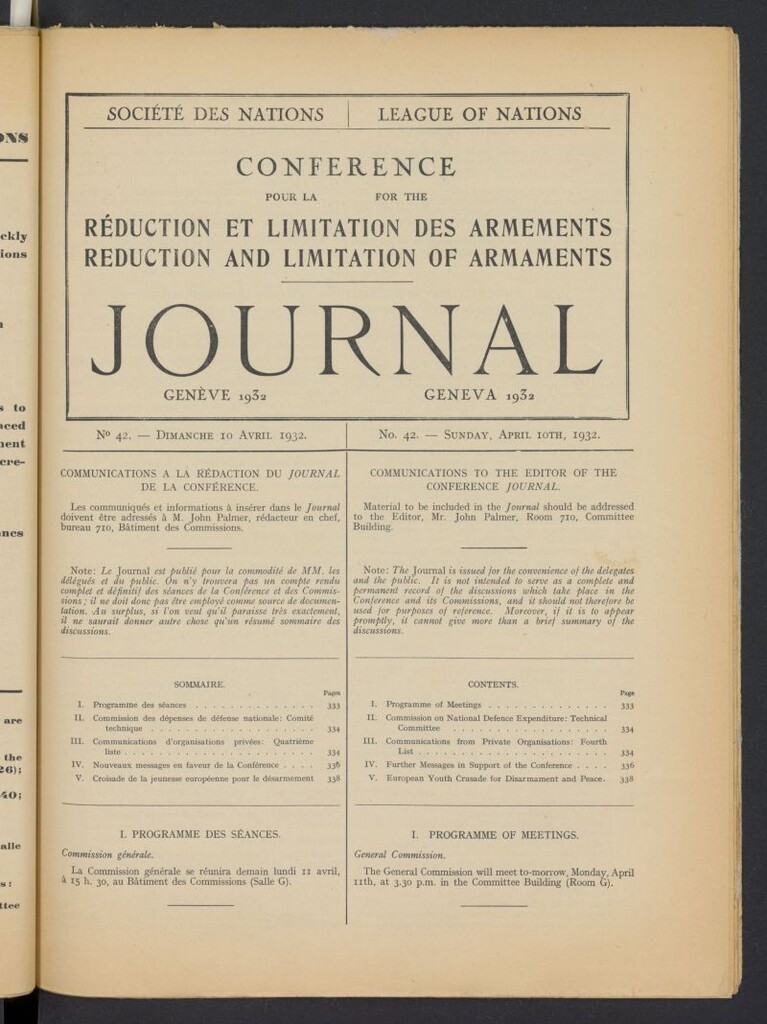 Miniatura de Societe des Nations Journal del 10 de abril de 1932, nº 42