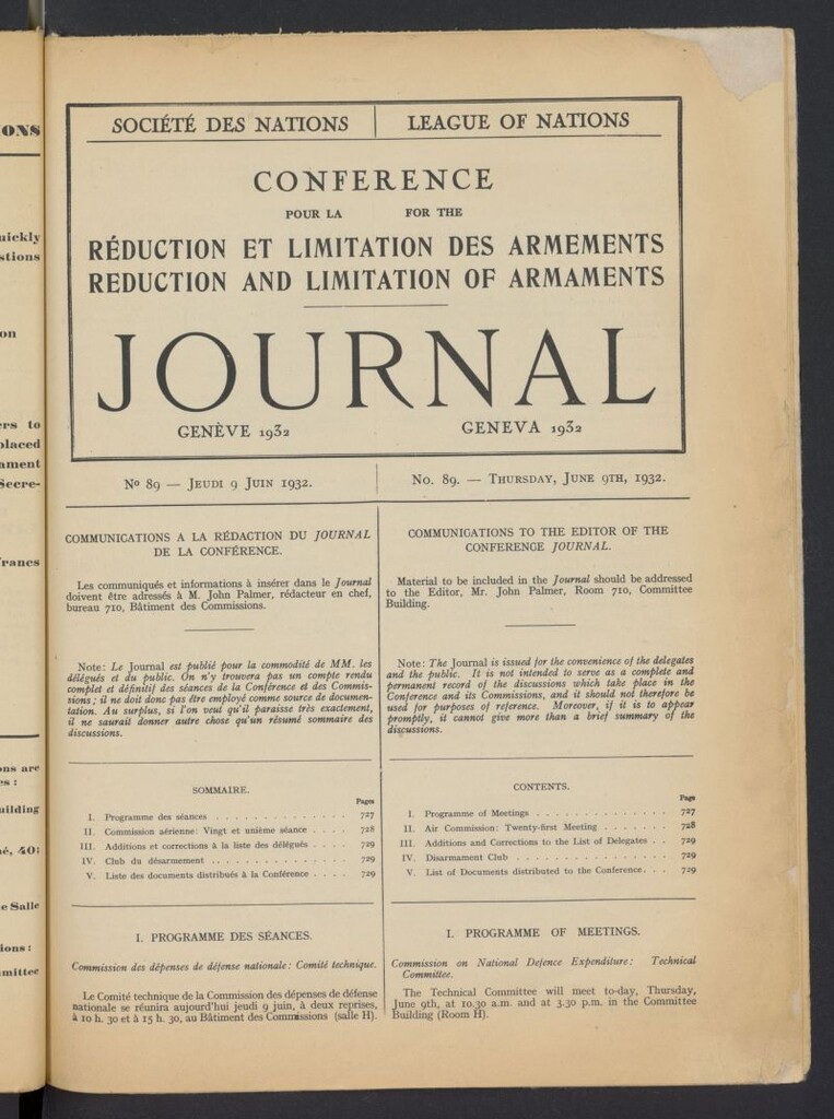 Miniatura de Societe des Nations Journal del 9 de junio de 1932, nº 89
