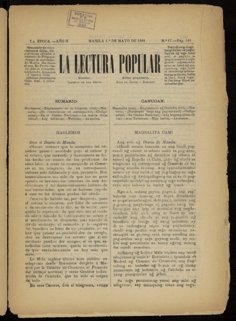 Miniatura de La Lectura Popular del 1 de mayo de 1891, nº 17