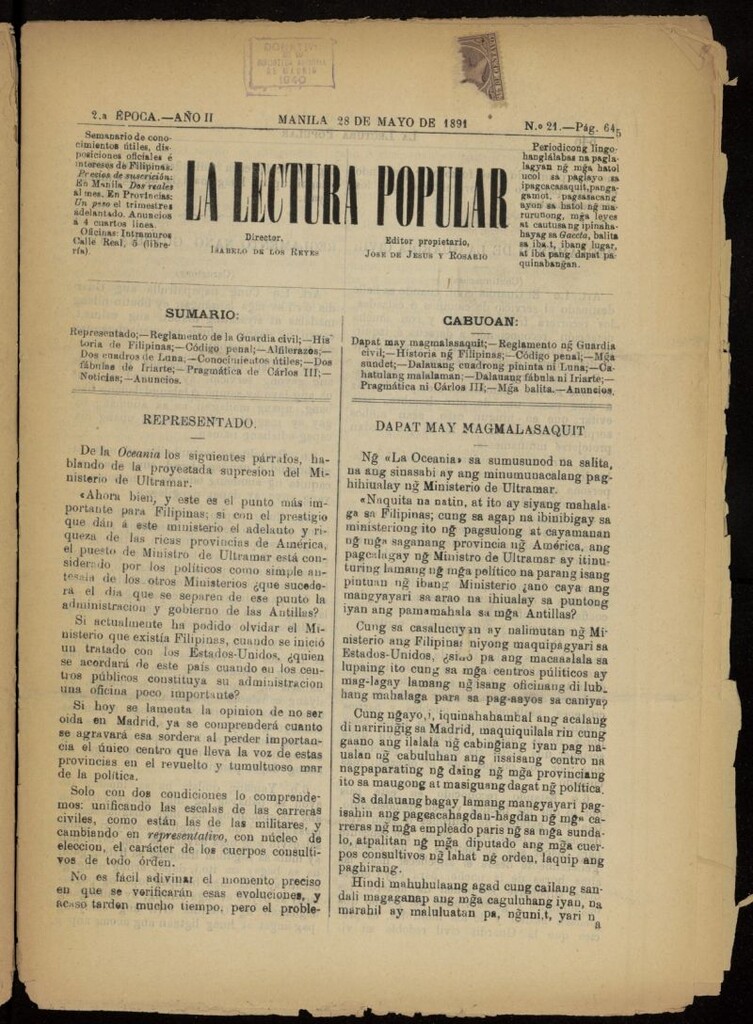 Miniatura de La Lectura Popular del 28 de mayo de 1891, nº 21