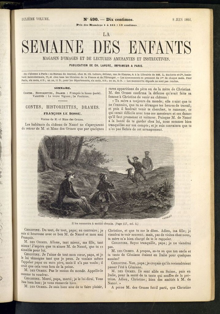 Miniatura de La Semaine des Enfants del 8 de junio de 1864, nº 490
