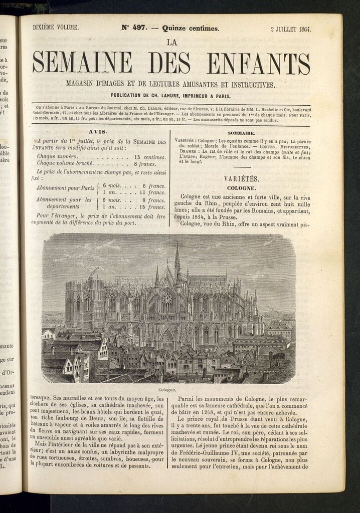 Miniatura de La Semaine des Enfants del 2 de julio de 1864, nº 497