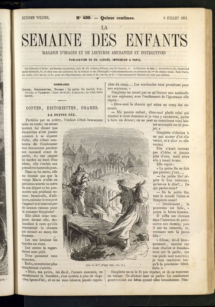 Miniatura de La Semaine des Enfants del 9 de julio de 1864, nº 499