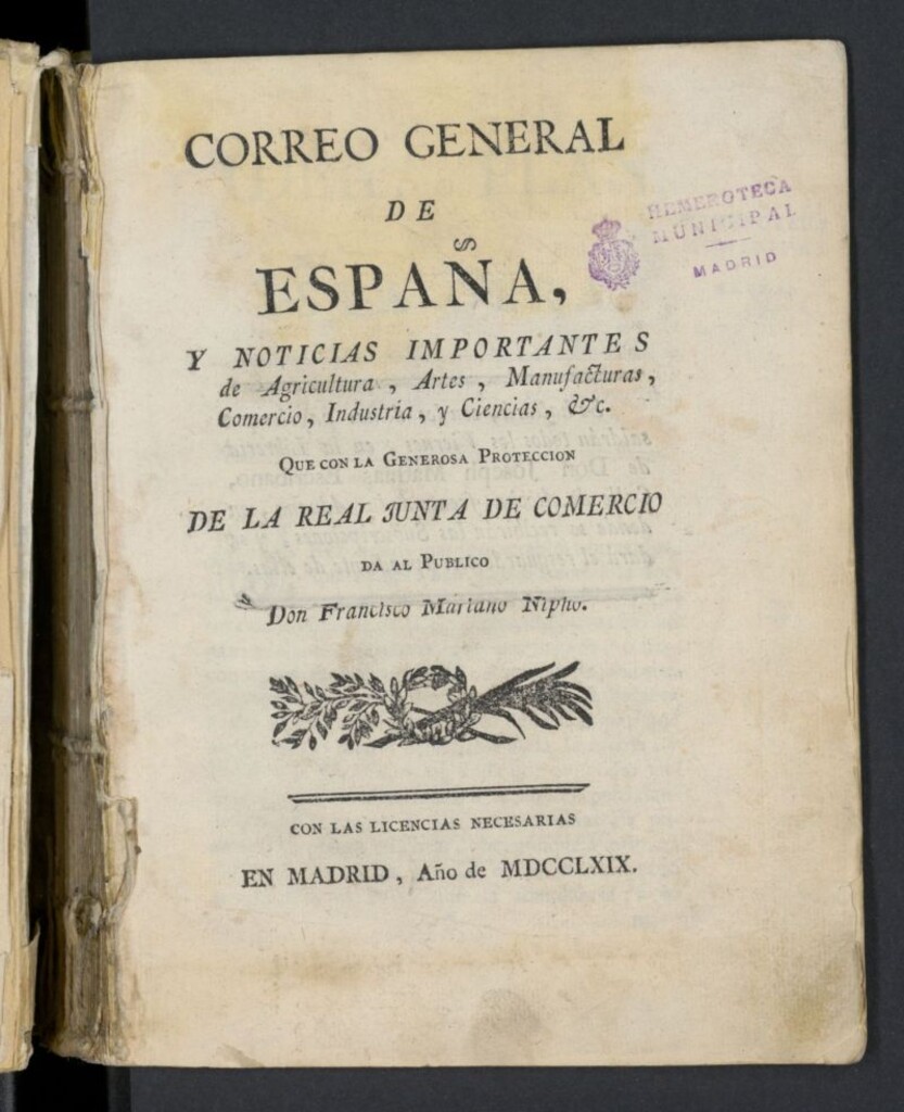 Miniatura de Correo General de España , número prospecto de 1769