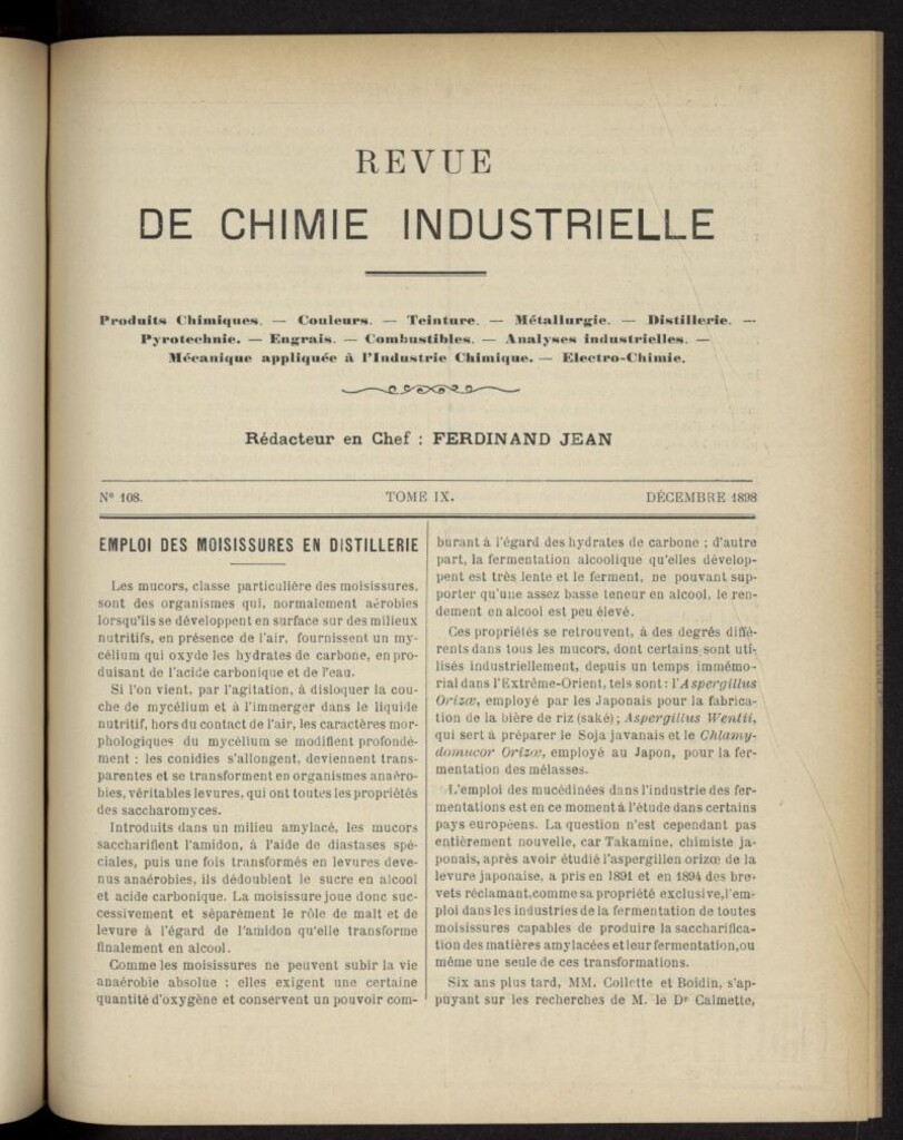 Miniatura de Revue de Chimie Industrielle de diciembre de 1898, nº 108