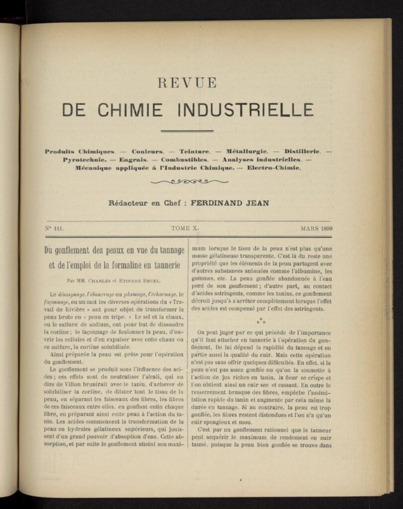 Miniatura de Revue de Chimie Industrielle de marzo de 1899, nº 111