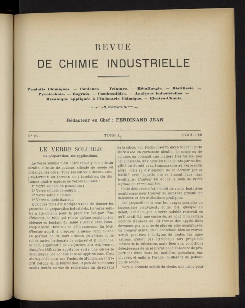 Miniatura de Revue de Chimie Industrielle de abril de 1899, nº 112