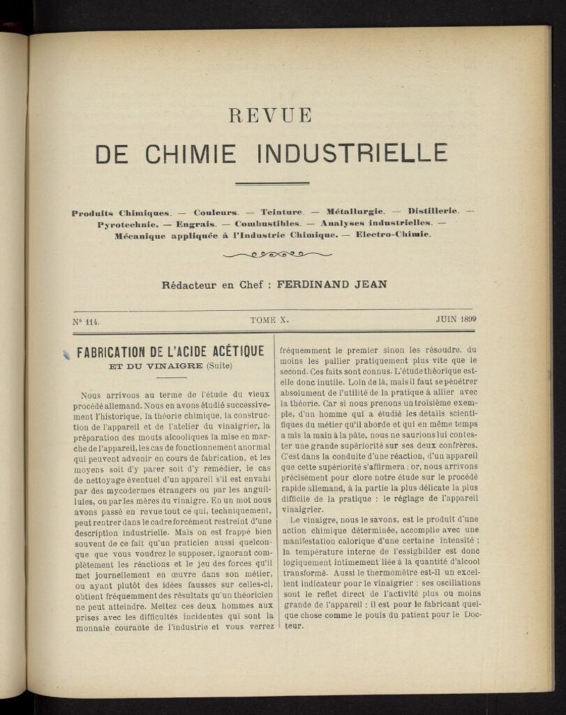 Miniatura de Revue de Chimie Industrielle de junio de 1899, nº 114