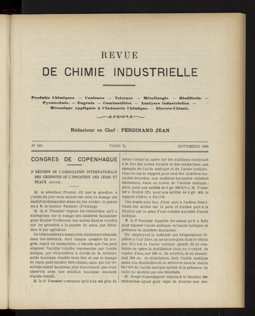 Miniatura de Revue de Chimie Industrielle de noviembre de 1899, nº 119