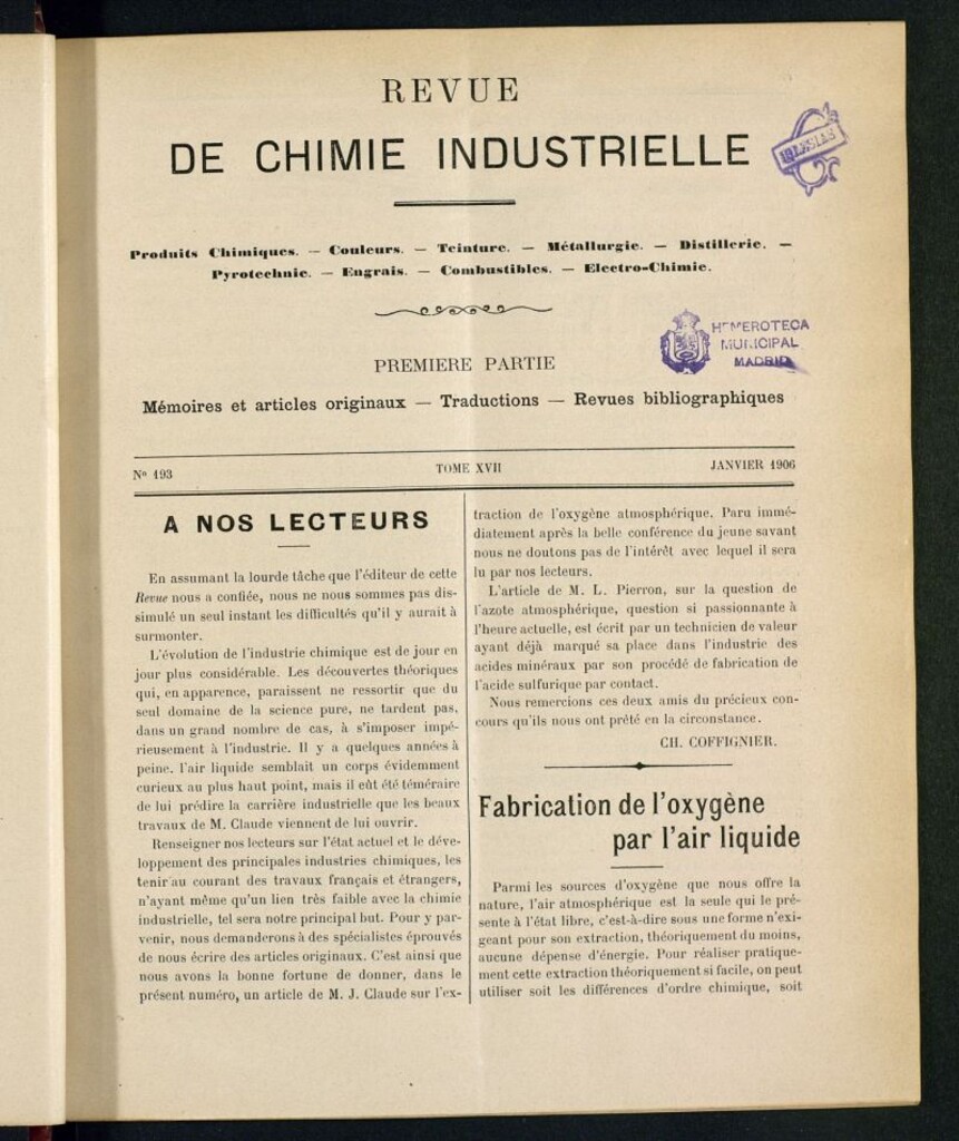 Miniatura de Revue de Chimie Industrielle janvier 1906