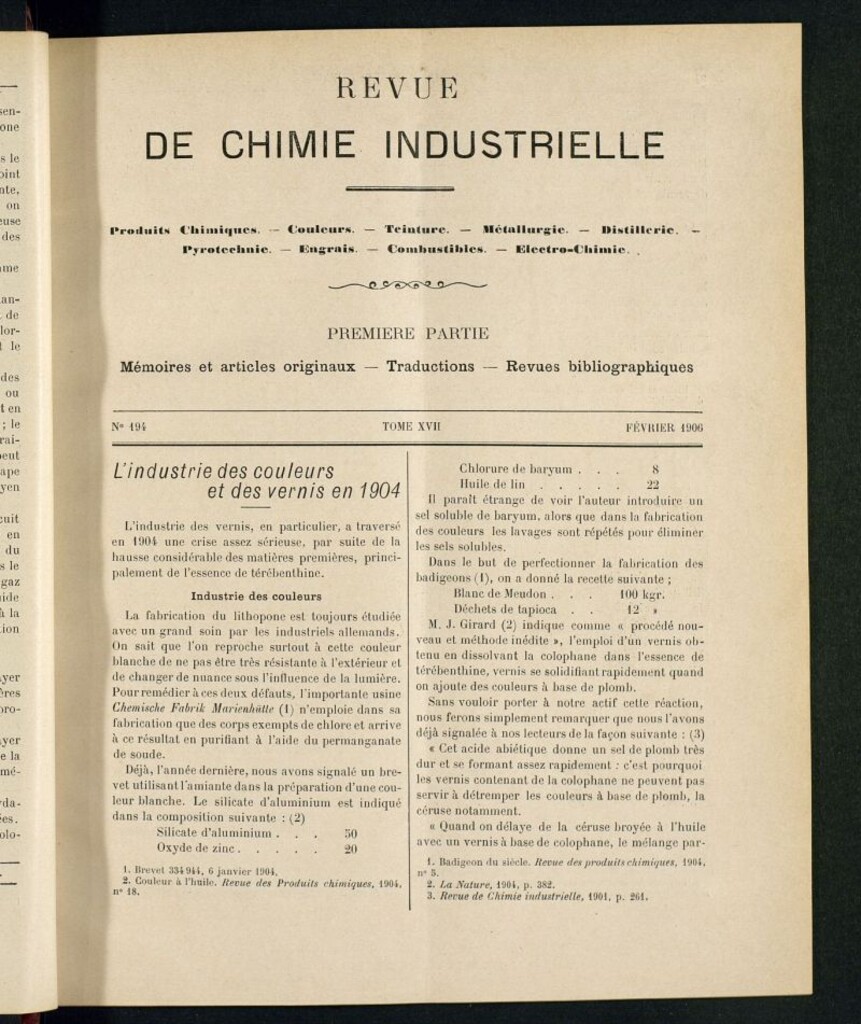 Miniatura de Revue de Chimie Industrielle février 1906