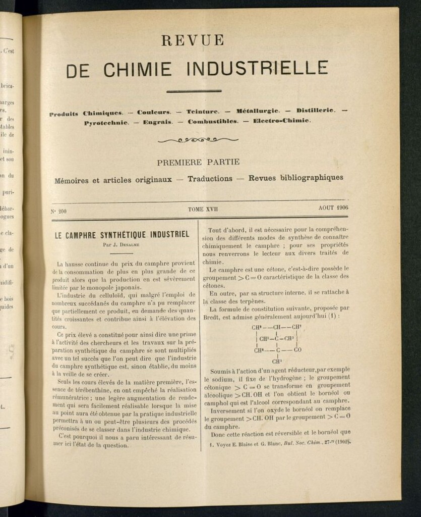 Miniatura de Revue de Chimie Industrielle août 1906