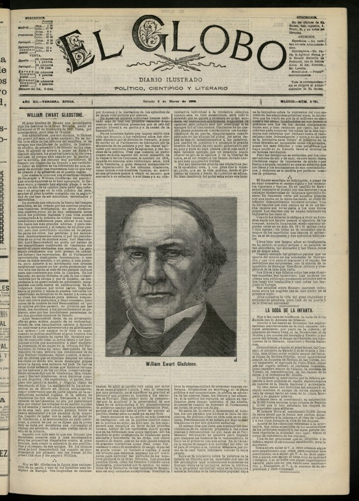 Miniatura de El Globo : diario ilustrado del 6 de marzo de 1886, nº 3781