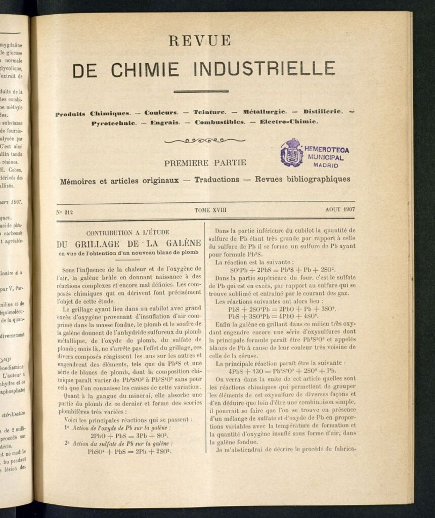 Miniatura de Revue de Chimie Industrielle août 1907