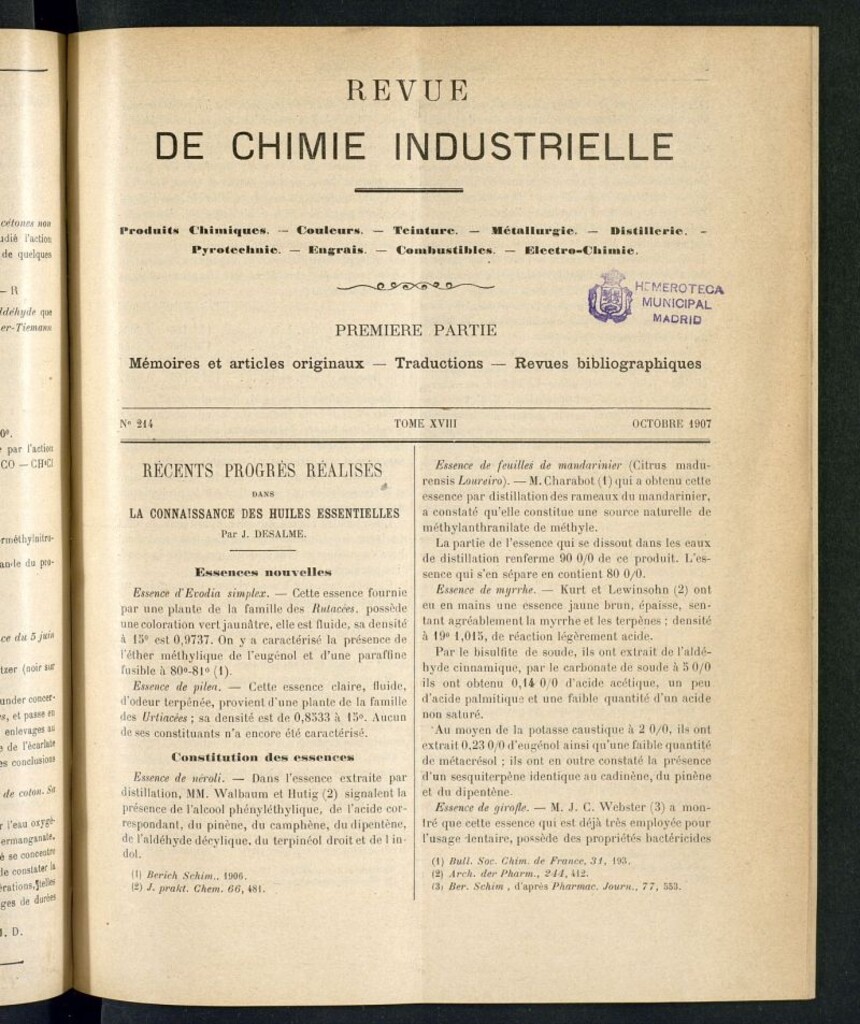 Miniatura de Revue de Chimie Industrielle octobre 1907
