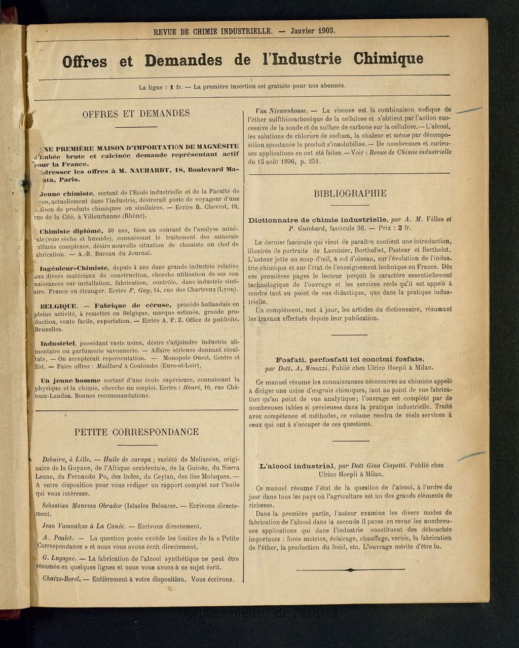 Miniatura de Revue de Chimie Industrielle Janvier  1903