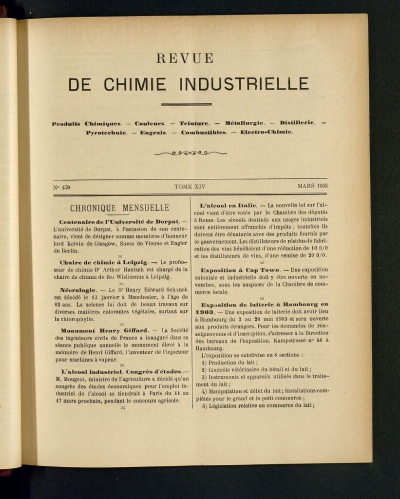 Miniatura de Revue de Chimie Industrielle Mars 1903