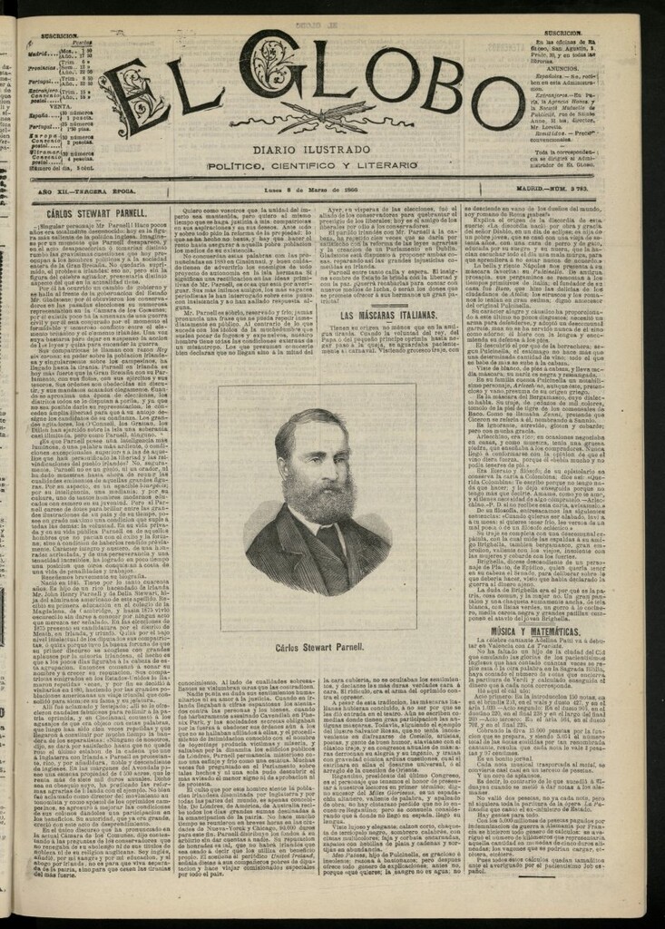 Miniatura de El Globo : diario ilustrado del 8 de marzo de 1886, nº 3783