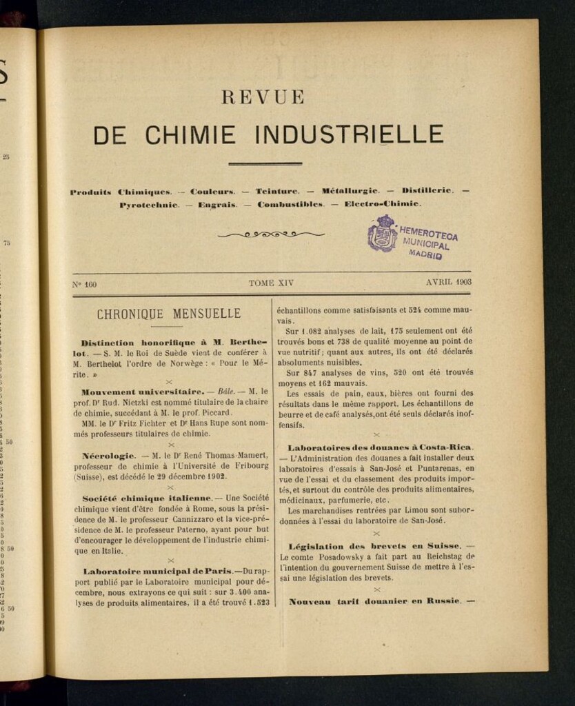 Miniatura de Revue de Chimie Industrielle Avril 1903