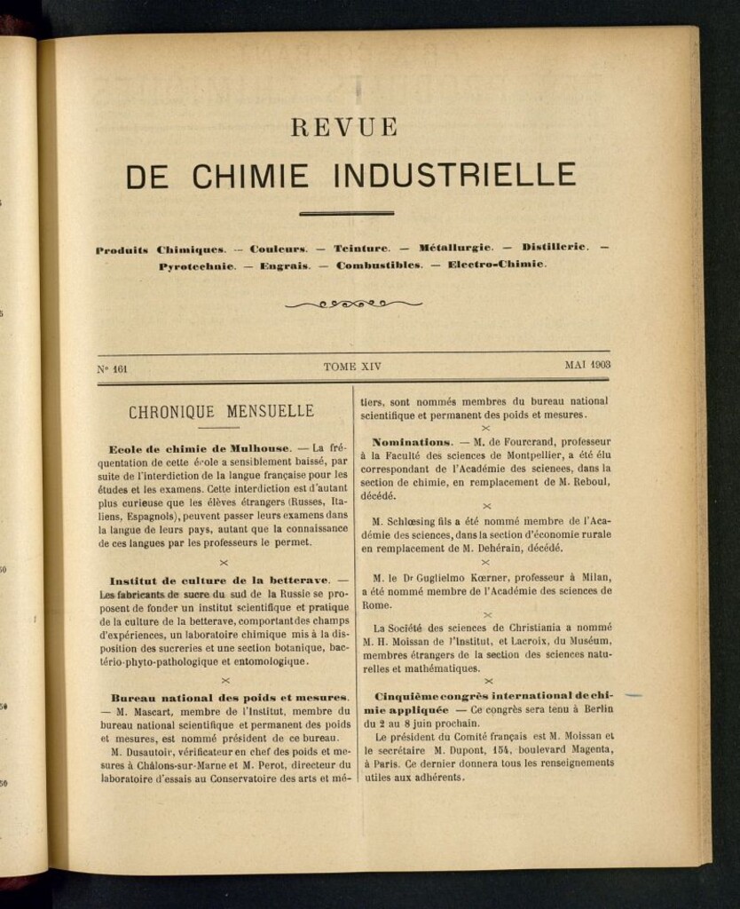 Miniatura de Revue de Chimie Industrielle Mai 1903