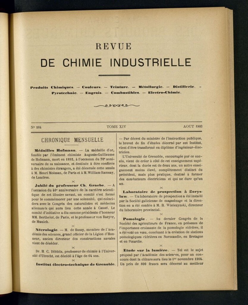 Miniatura de Revue de Chimie Industrielle Août 1903